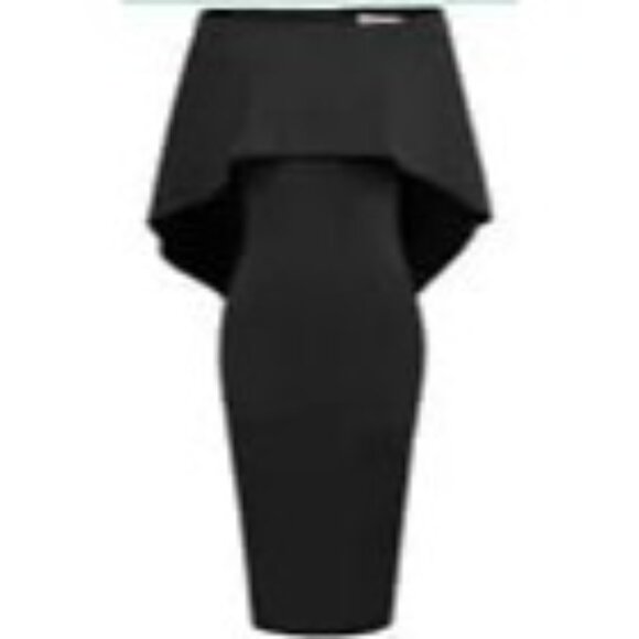 GRACE KARIN Womens S Off Shoulder Batwing Cape Knee Length Dress Black New - Picture 2 of 5